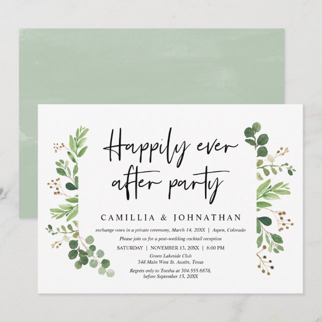 Wedding Elopement, Happily Ever after Party Invita Invitation (Front/Back)