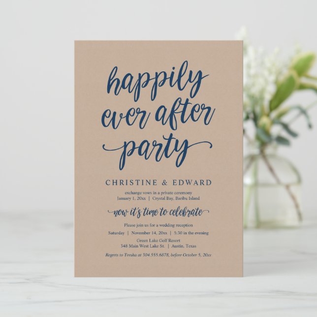 Wedding Elopement, Happily Ever After Party Invita Invitation (Standing Front)
