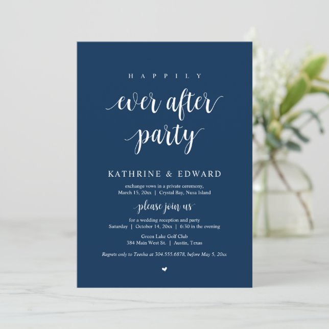 Wedding Elopement, Happily Ever After Party Invita Invitation (Standing Front)