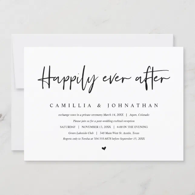 Wedding Elopement Happily Ever After Party Invita Invitation Zazzle 8533