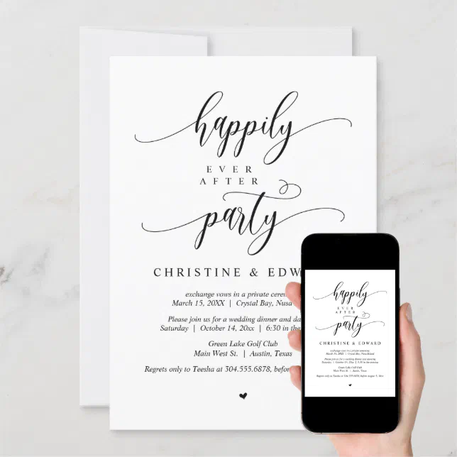 Wedding Elopement Happily Ever After Party Invita Invitation Zazzle 7727