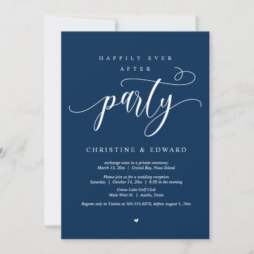 Wedding Elopement Happily Ever After Party Invita Invitation