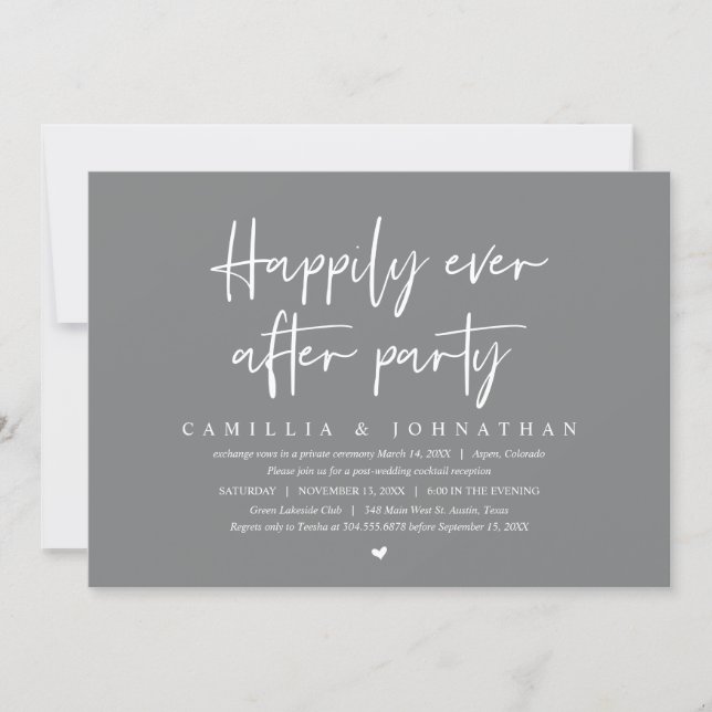 Wedding Elopement, Happily Ever after Party Invita Invitation (Front)