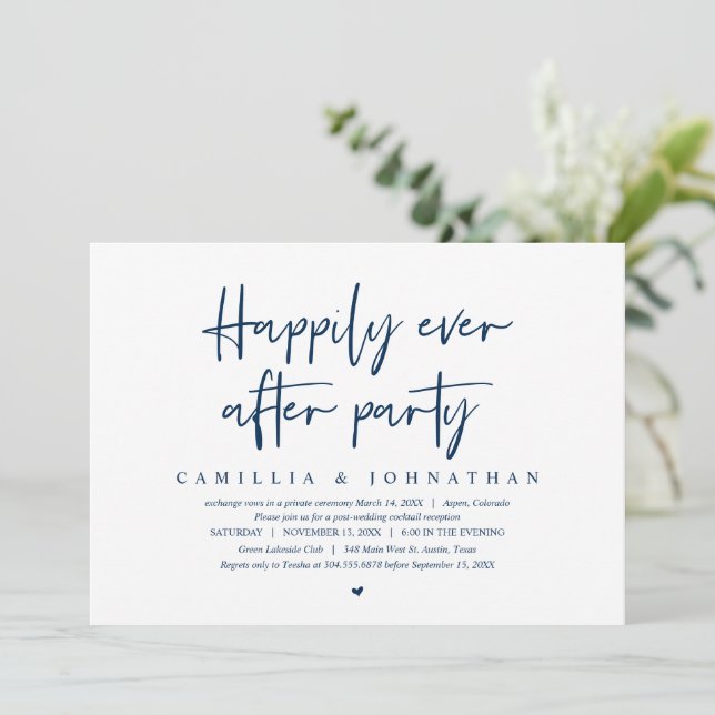 Wedding Elopement, Happily Ever after Party Invita Invitation (Standing Front)