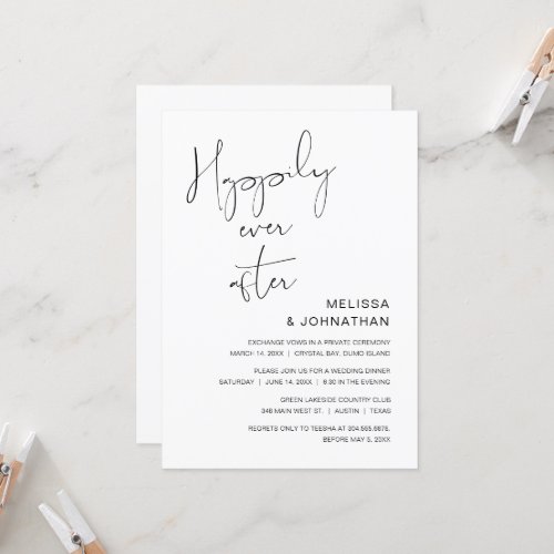 Wedding Elopement Happily Ever After Party Invita Invitation