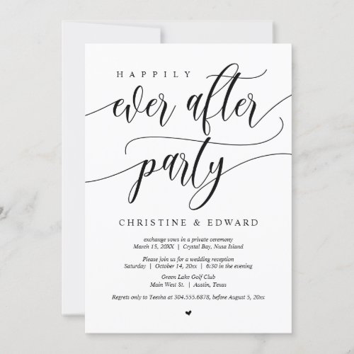 Wedding Elopement Happily Ever After Party Invitation