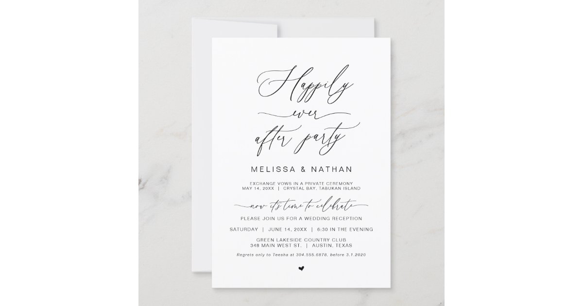 Wedding Elopement, Happily Ever After Party Invitation | Zazzle