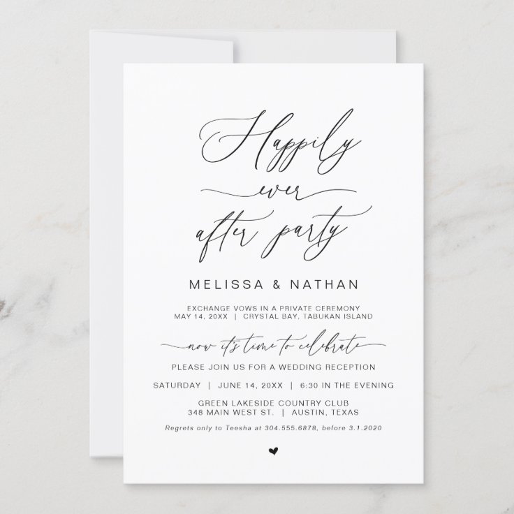 Wedding Elopement, Happily Ever After Party Invitation | Zazzle