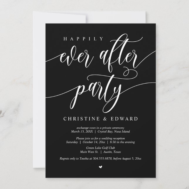 Wedding Elopement, Happily Ever After Party Invitation (Front)