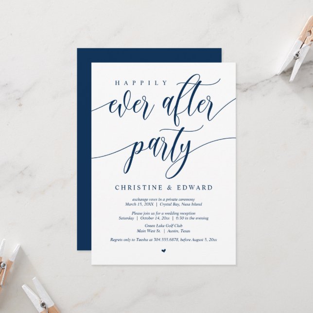 Wedding Elopement, Happily Ever After Party  Invitation (Front/Back In Situ)