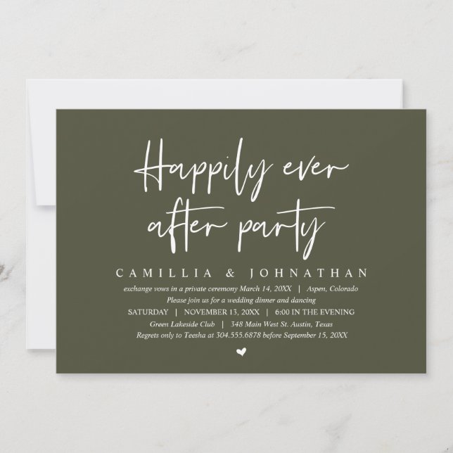 Wedding Elopement, Happily Ever After Party Invitation (Front)