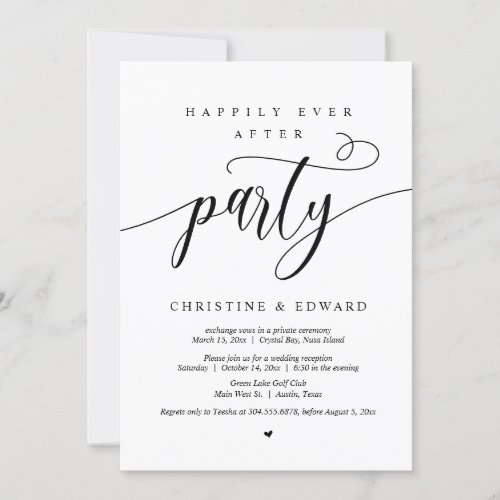 Wedding Elopement Happily Ever After Party Invitation