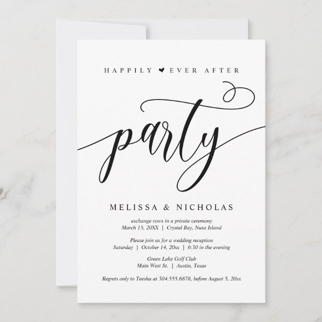 Wedding Elopement, Happily Ever After Party Invitation (Front)