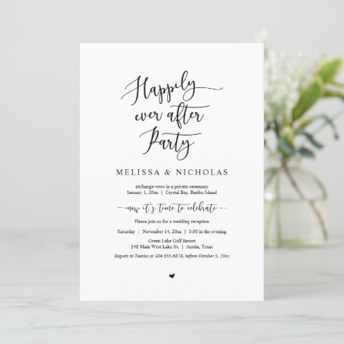 Wedding Elopement Happily Ever After party Invitation