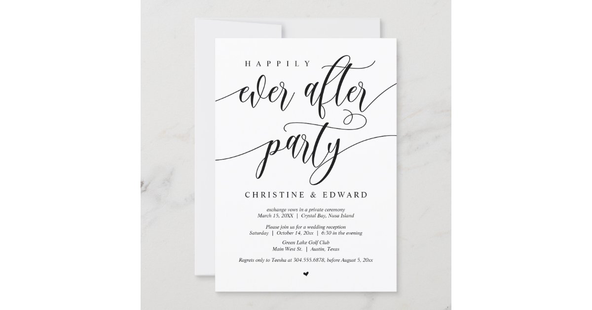 Wedding Elopement Happily Ever After Party Invitation Zazzle 3697