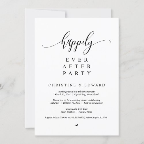 Wedding Elopement Happily Ever After Party Invitation