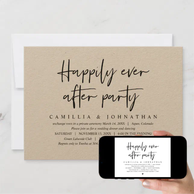 Wedding Elopement Happily Ever After Party Invitation Zazzle 8436