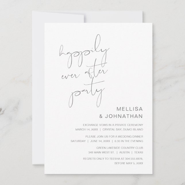 Wedding Elopement, Happily Ever After Party Invitation (Front)