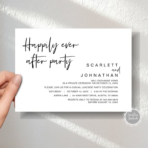 Wedding Elopement Happily Ever After Party Invitation