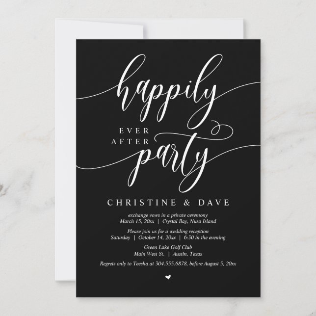 Wedding Elopement, Happily Ever After Party  Invitation (Front)