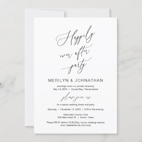 Wedding Elopement Happily Ever After Party Invitation