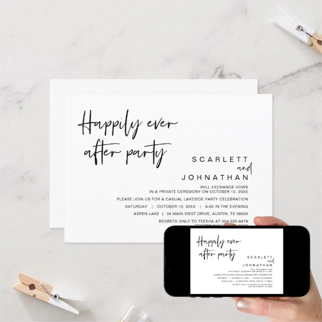 Wedding Elopement, Happily Ever After Party Invitation | Zazzle