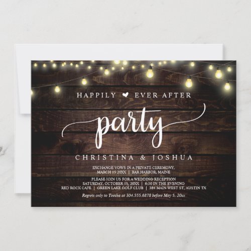 Wedding Elopement Happily Ever After Party Invitation