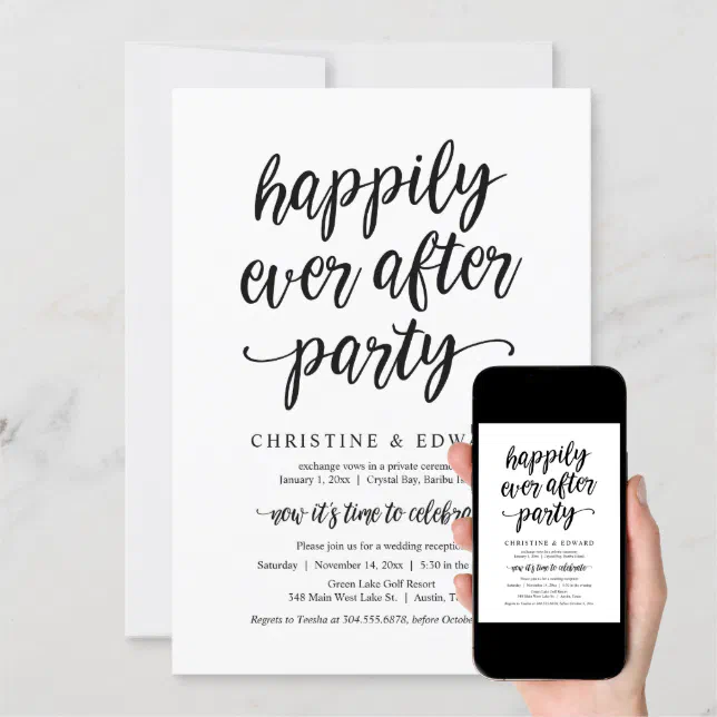 Wedding Elopement Happily Ever After Party Invitation Zazzle 4643