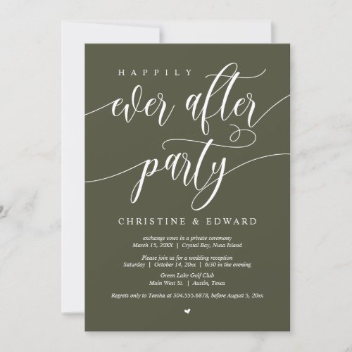 Wedding Elopement Happily Ever After Party Olive Invitation