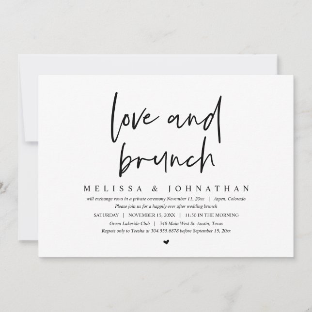 Wedding Elopement, Love and Brunch Invitation (Front)