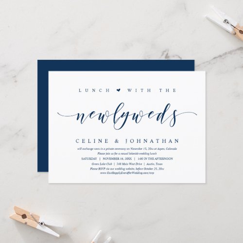 Wedding Elopement Lunch With Newlyweds Invitation