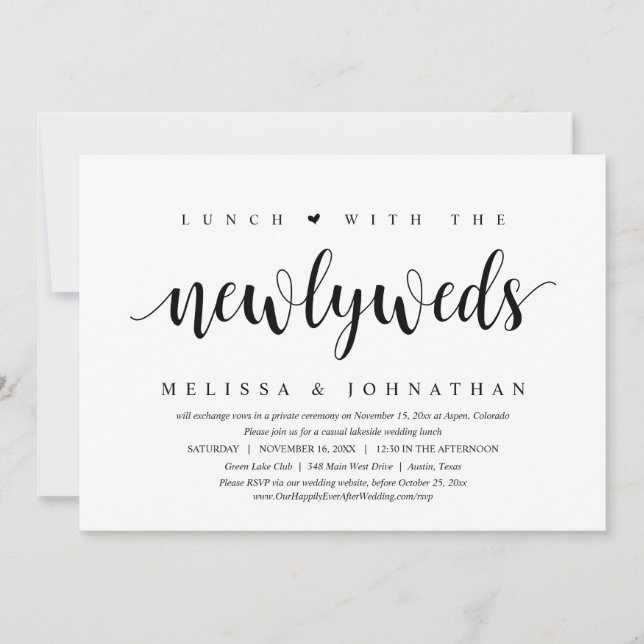 Wedding Elopement, Lunch With Newlyweds Invitation (Front)