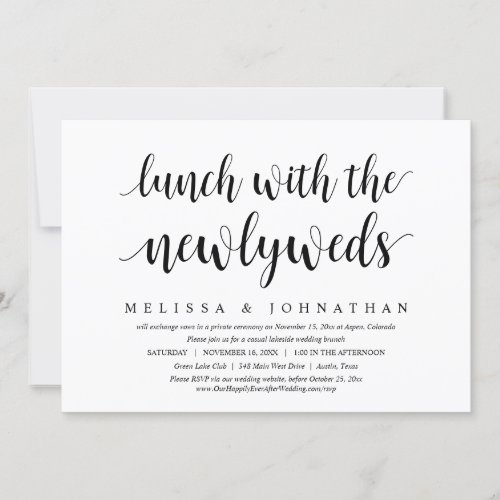 Wedding Elopement Lunch With The Newlyweds Invitation