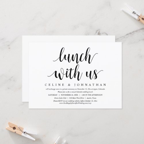 Wedding Elopement Lunch With Us Newlyweds Invitation