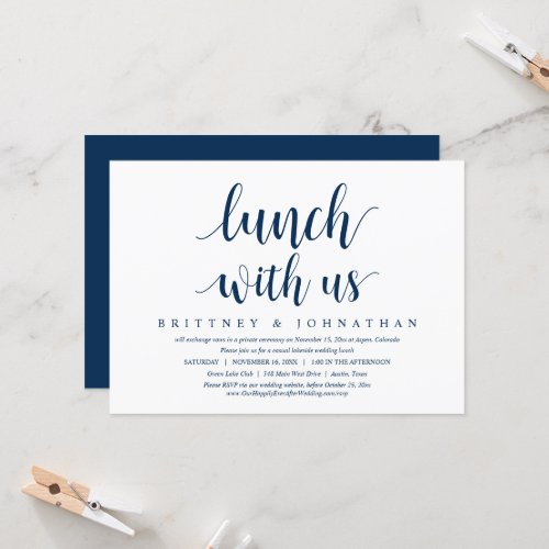 Wedding Elopement Lunch With Us Newlyweds Invitation