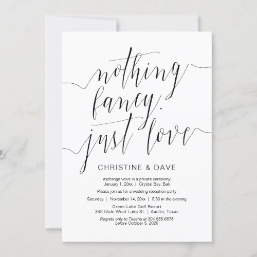 Wedding Elopement Modern Black Calligraphy Invitation