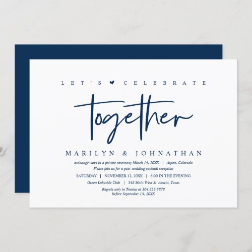 Wedding Elopement Modern Lets Party with us Invi Invitation