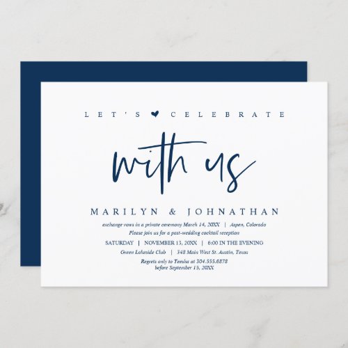 Wedding Elopement Modern Lets Party with us Invi Invitation