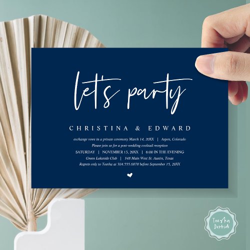 Wedding Elopement Modern Minimalist lets party Invitation