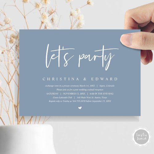 Wedding Elopement Modern Minimalist lets party Invitation