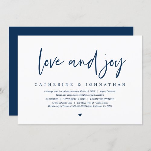 Wedding Elopement Modern Minimalist Love and joy Invitation