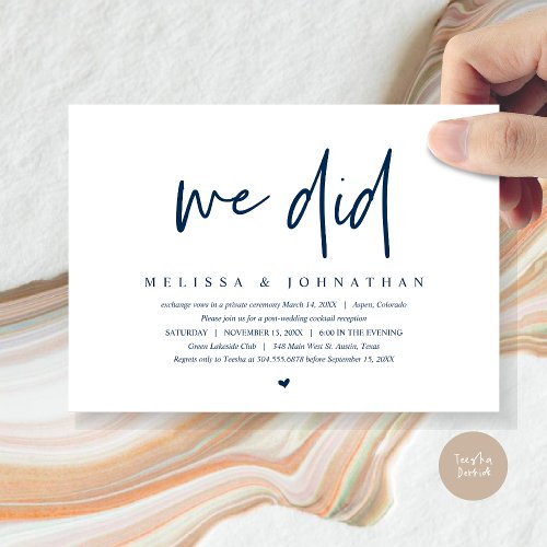 Wedding Elopement Modern Minimalist we did party Invitation