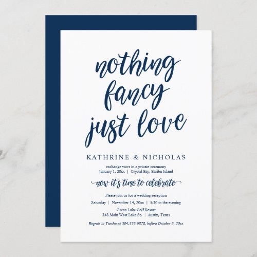 Wedding Elopement Nothing Fancy Just Love Invita Invitation