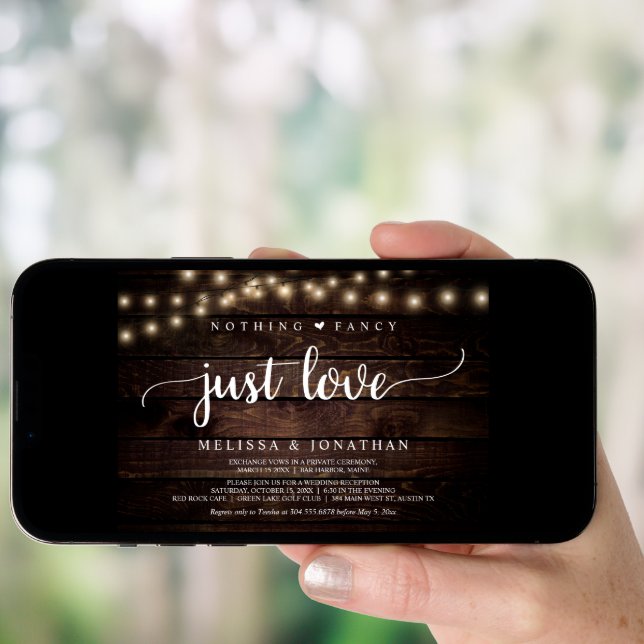 Wedding Elopement, Nothing Fancy Just Love Invitat Invitation (Front Digital)