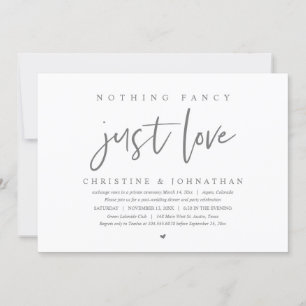 Wedding Elopement, Nothing Fancy, Just Love Invitation