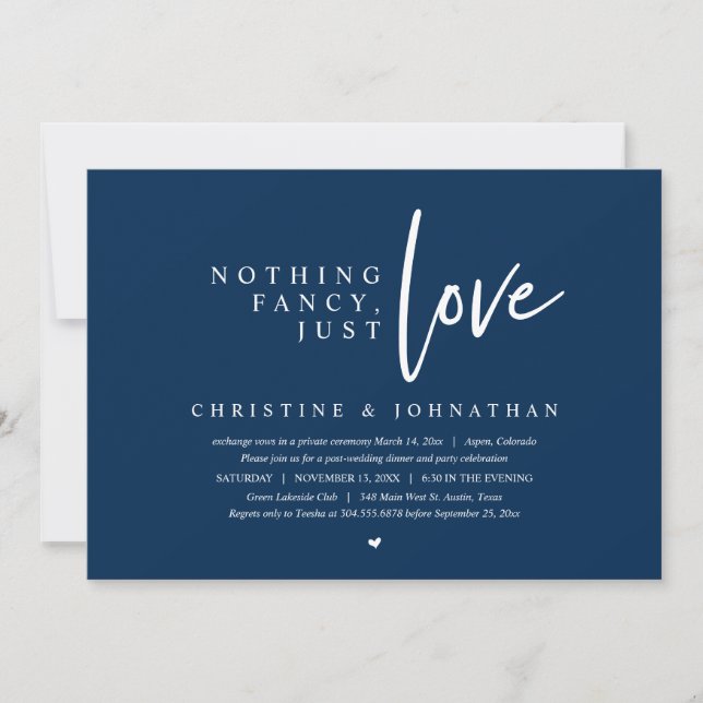 Wedding Elopement, Nothing Fancy, Just Love Invitation (Front)