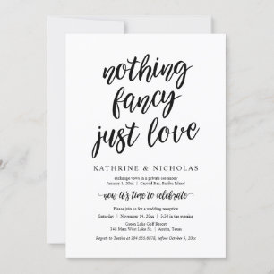 Wedding Elopement, Nothing Fancy, Just Love Invitation