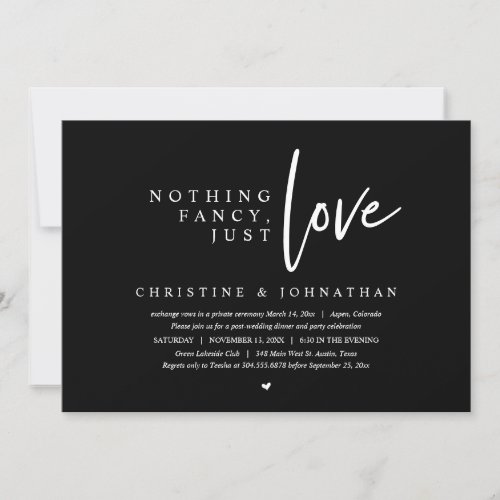 Wedding Elopement Nothing Fancy Just Love Invitation