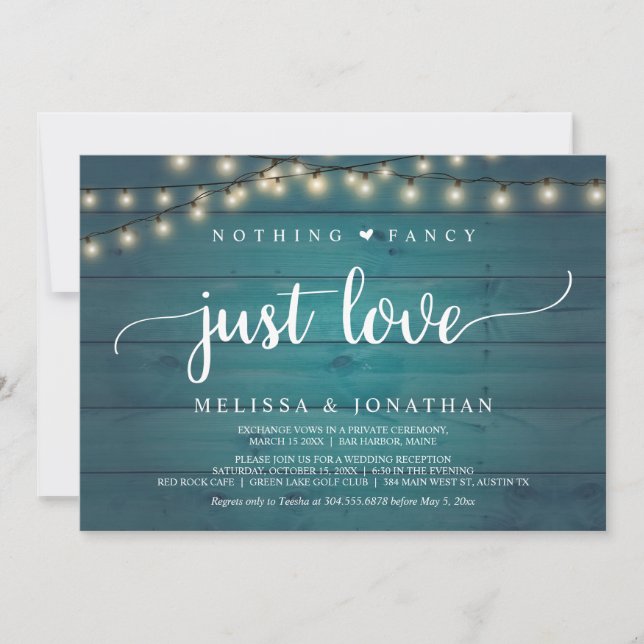 Wedding Elopement, Nothing Fancy Just Love Invitation (Front)