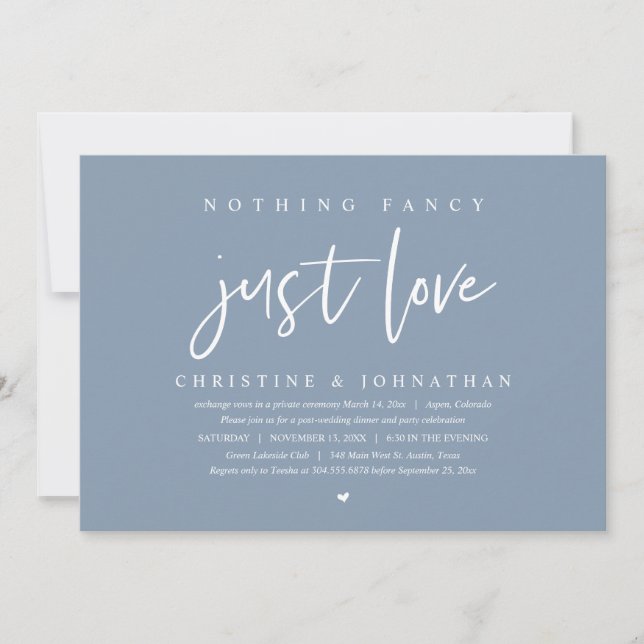 Wedding Elopement, Nothing Fancy, Just Love  Invitation (Front)